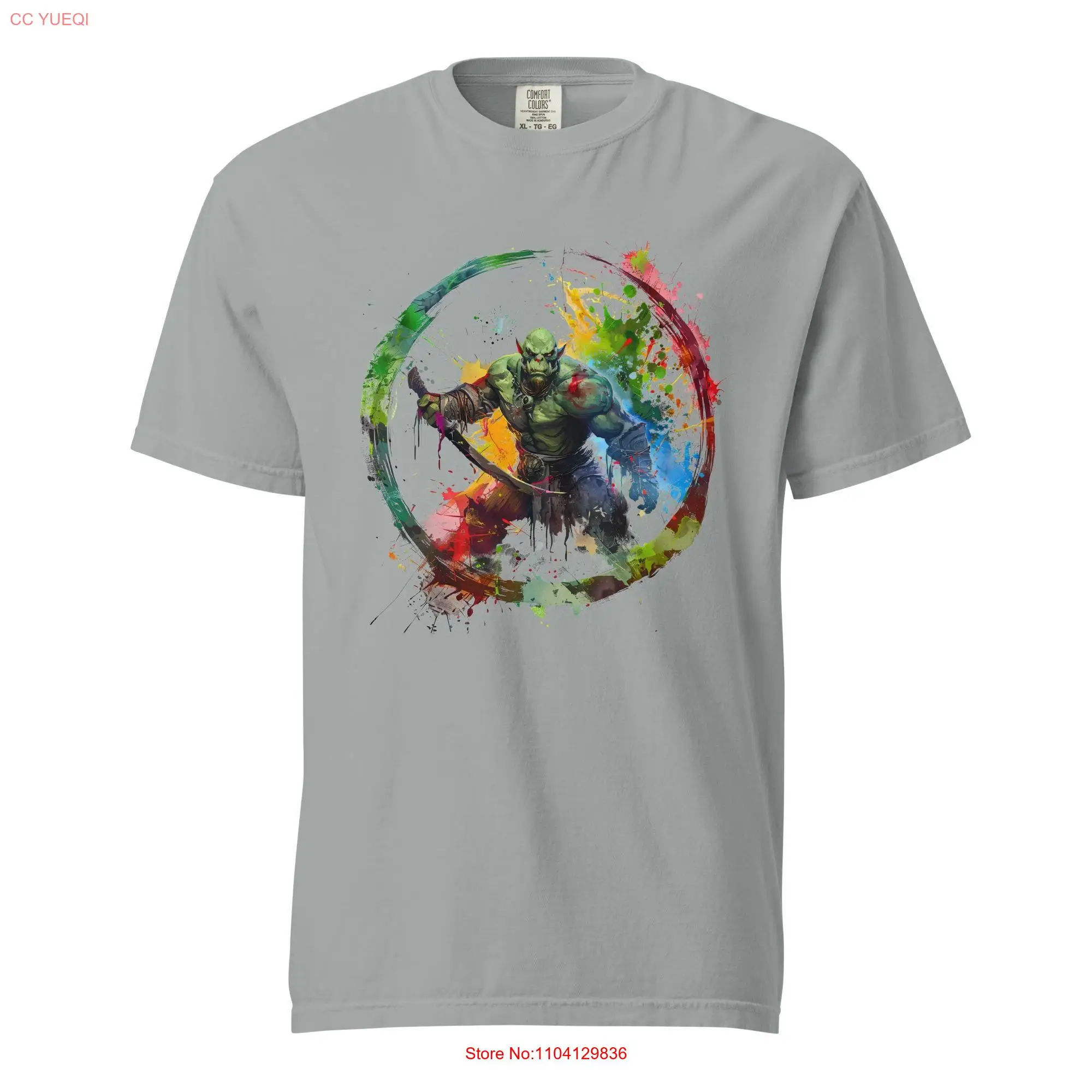 Watercolor Monster Orc Heavyweight T Shirt long or short sleeves