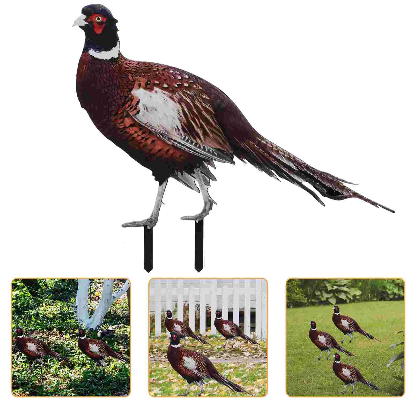 

Outdoor Decor Pheasant Garden Decoration Animals Wood Pile Yard Stake Adornment