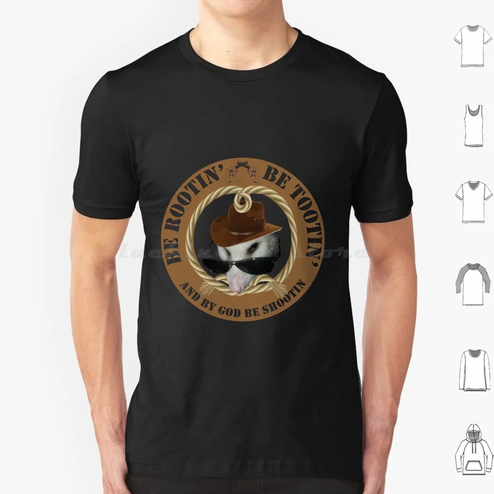 Tootin Possum Cowboy T Shirt Big Size 100% Cotton Possum Cute Awesome Opossum Live Fast Eat Trash Star Stripes Vintage Tootin