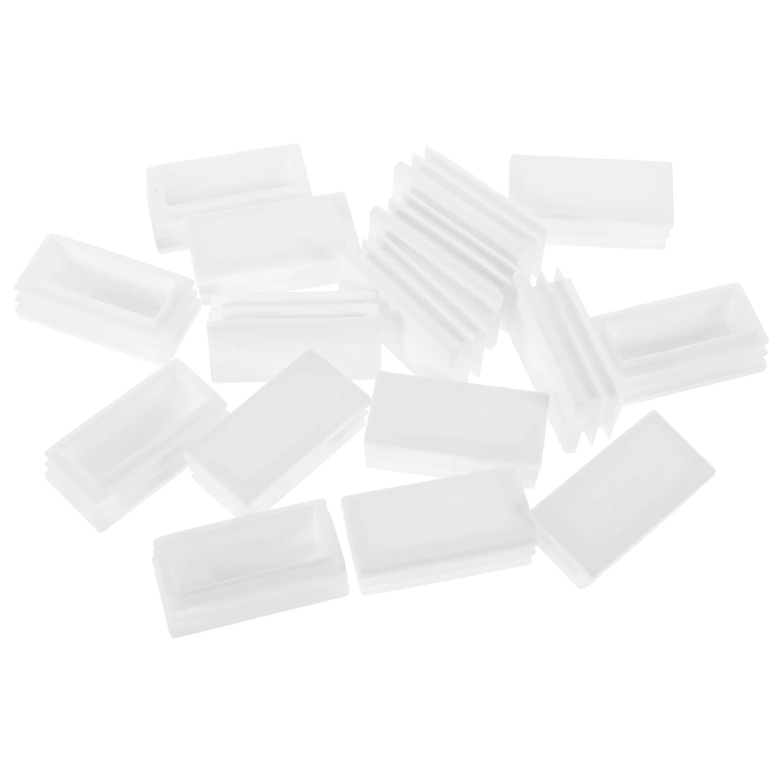 

20 Pcs White Square Plastic End Caps 25x50mm Furniture Legs Glide Tube Protectors Chair Foot Pads Insert Hardware
