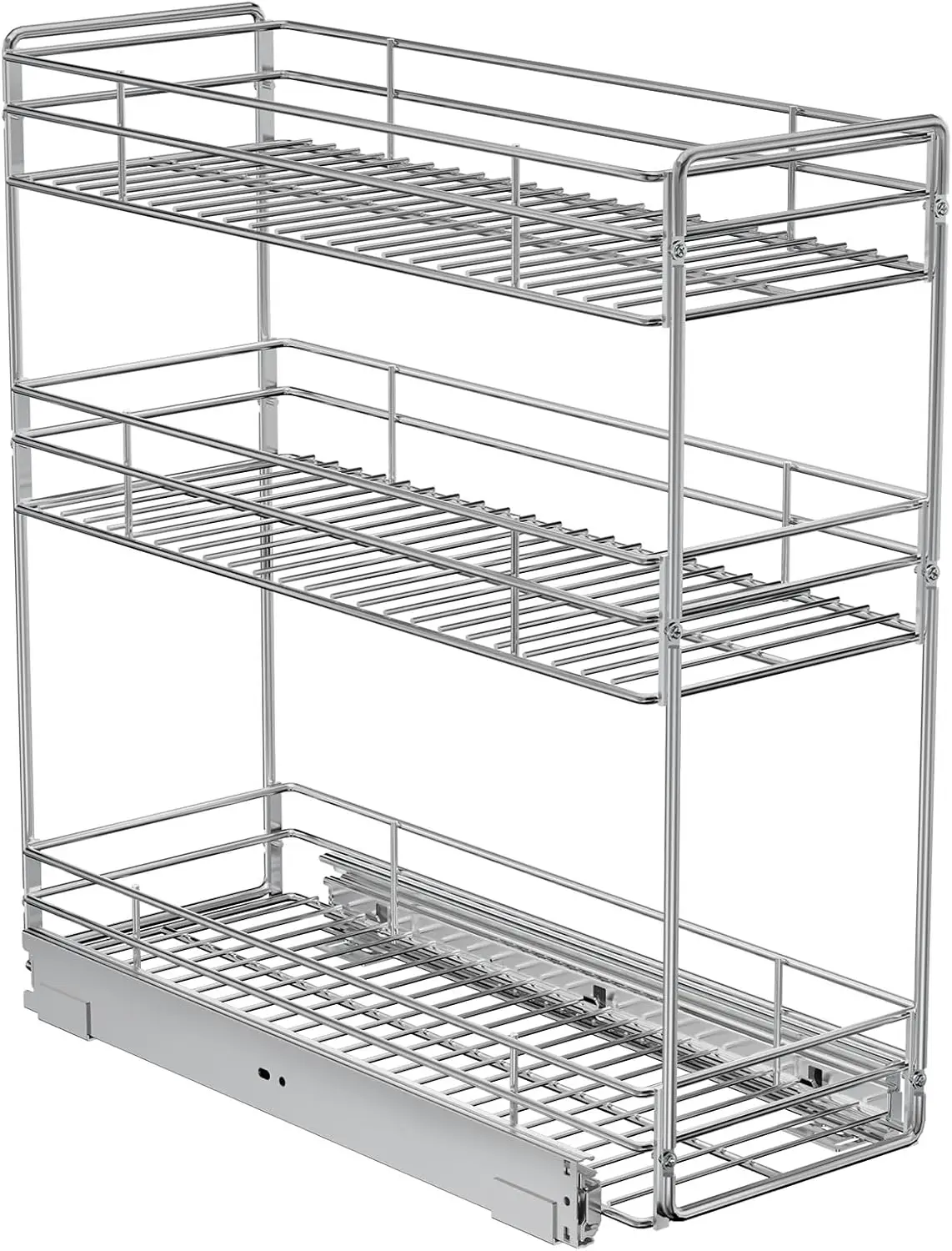 

Pull Out Spice Rack for Narrow Cabinet (8½" W X 20½" D),3 Tier Slide Out Cabinet Organizer and Pull Out Shelves Under Cabinet