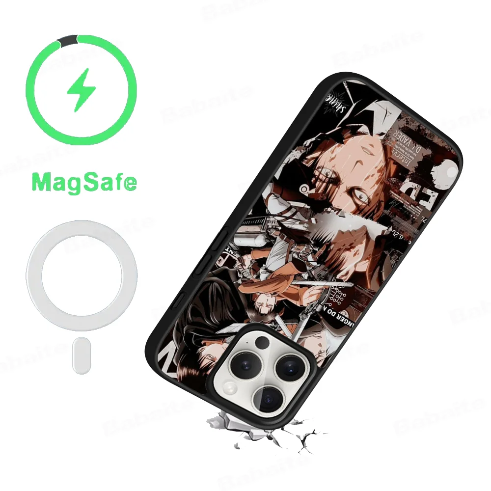 Funda de teléfono Levi Ackerman Attack on Titan para iPhone 15 Pro Max 14 Plus 13 12 11 Magesafe cubierta de carga inalámbrica magnética