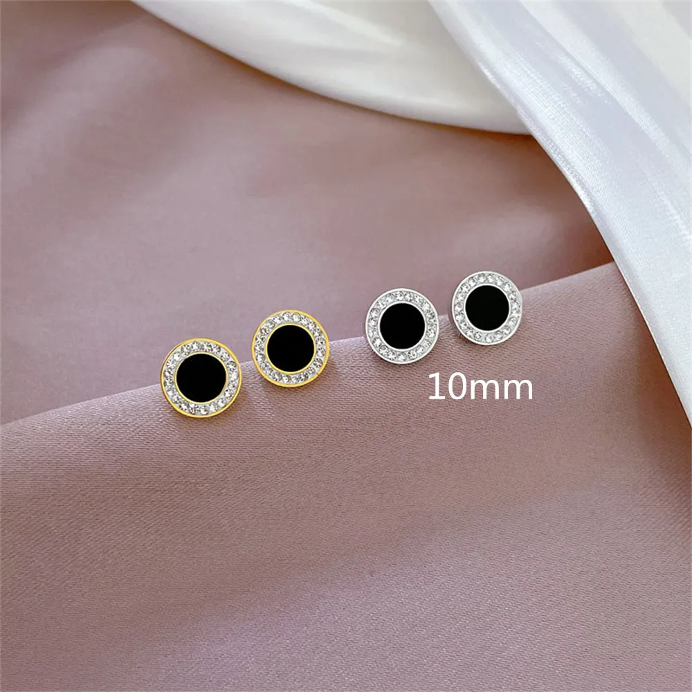 Earings Trend INS Style Stainless Steel Jewelry Shell Zircon Round Stud Earrings Women Luxury Aretes Chicos