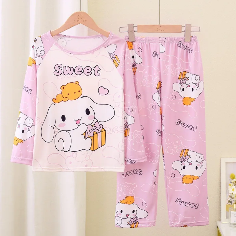 Пижама Sanrio детская с мультяшным анимационным принтом Kulomi, новый удобный повседневный комплект для отдыха с длинными рукавами для принцессы на осень