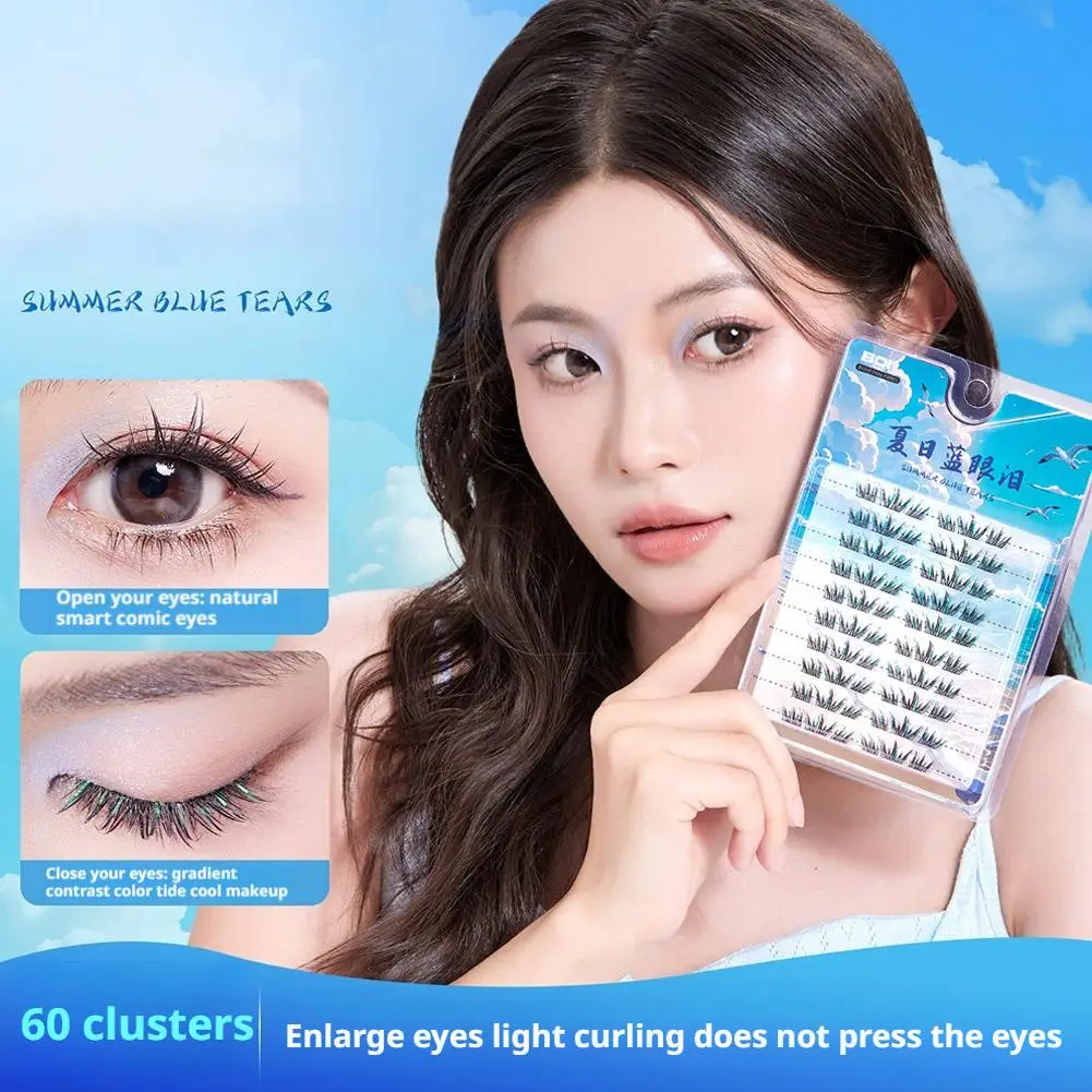 لتقوم بها بنفسك تأثيري الأزرق الدموع الرموش الصناعية تمديد العنقودية 6-12 مللي متر خفيفة الوزن لامع جلدة حفلة موسيقية ماكياج أداة