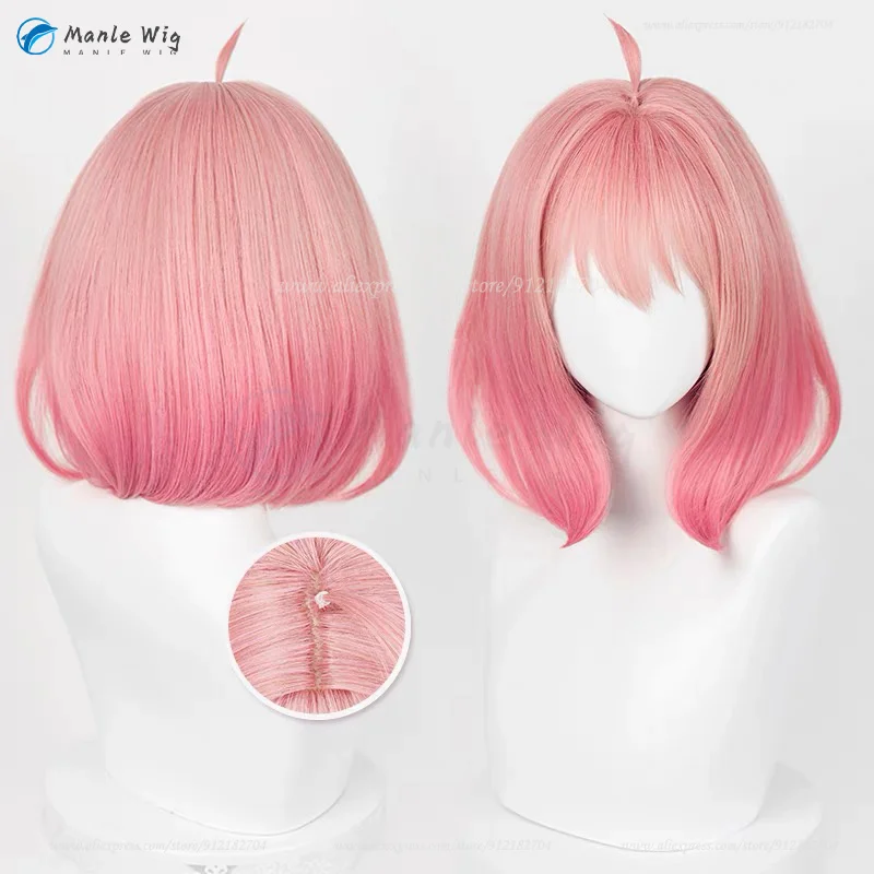 Perruque de Cosplay de Dessin Animé éventuelles Y × FAMILY, Cheveux Synthétiques Courts, Rouges et Bruns de 30cm avec Bonnet