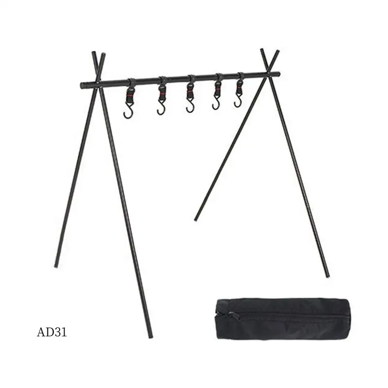 

New-Outdoor Aluminum Portable Camping Rack Folding Ultra-Light Camping Tripod Travel Sundries Hanger