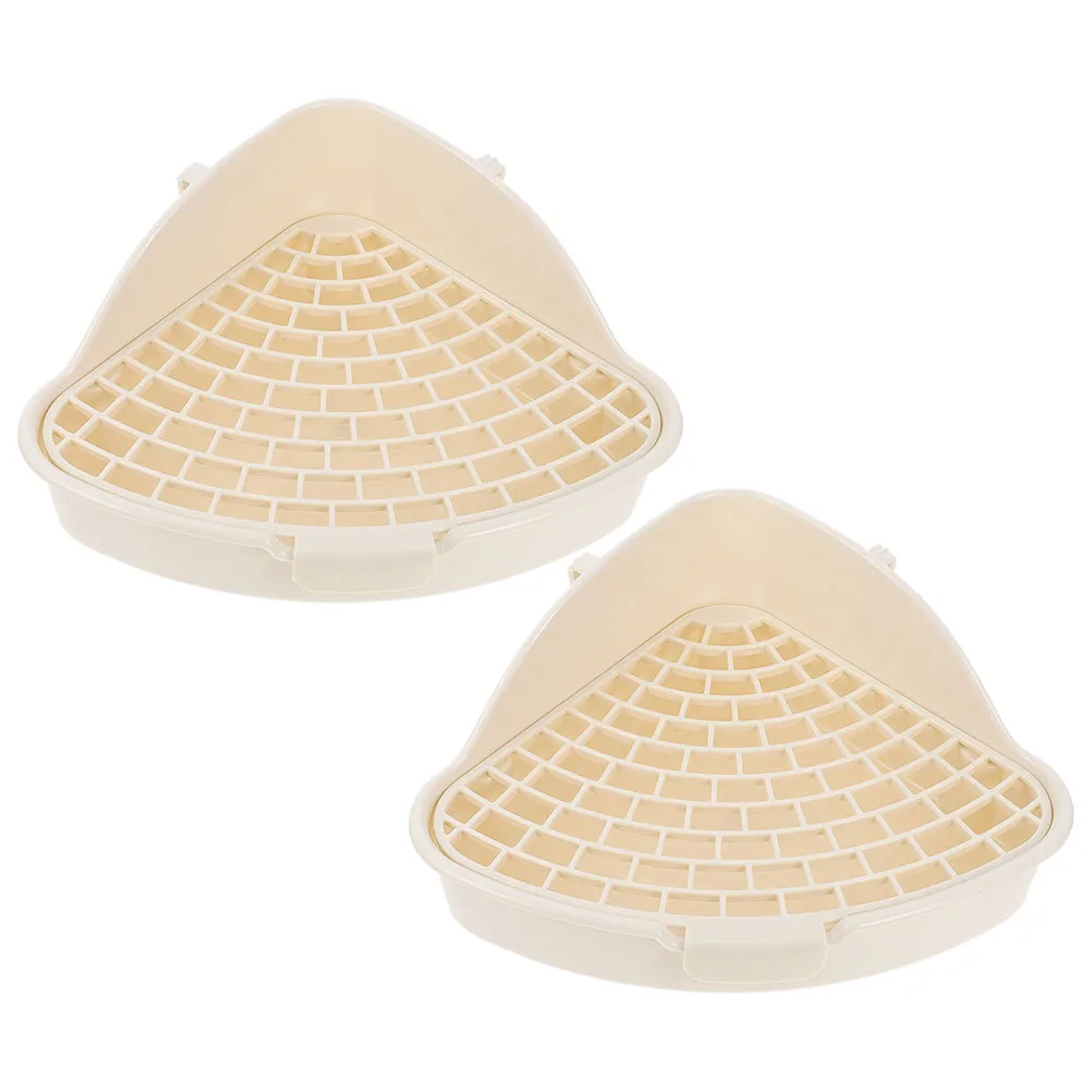 

High Capacity Triangular Small Animal Toilet Pet Litter Box Cage Supply Bunny Potty Hamster Urine Tray 2pcs