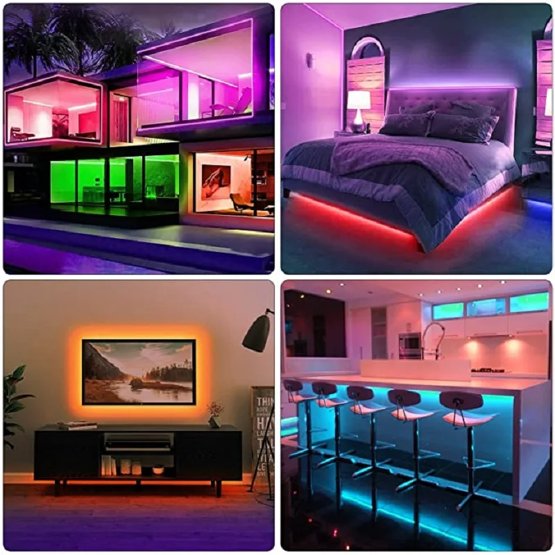 RGB APP Control LED Strip Lights Color Changing Bluetooth Lights with 24 Keys Remote 5050 Mode for Room Decoration TV Background