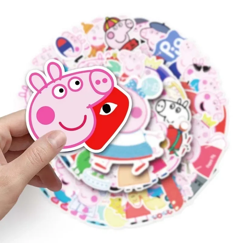 52pcs/set Peppa Pig Stickers Cute Pigs Cartoon Mobile Phone Water Cup Notebook Suitcase Waterproof Decorative Graffiti Sticker