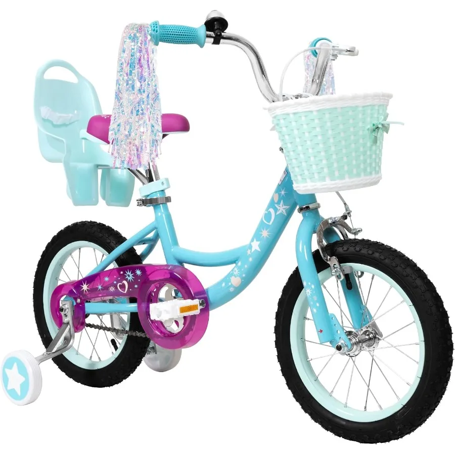 

14 16 20 Inch Bike for Girls Aged 3-12 Years Old with Training Wheels Streamers Basket and Doll Seat Coaster Brake Bicycles in