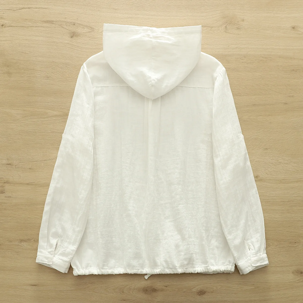 New 2025 Autumn Cotton Yarn Hooded Shirt, Women Long Sleeve Solid, Mori Girl Casual Versatile Sunscreen Loose Blouse T57419CC