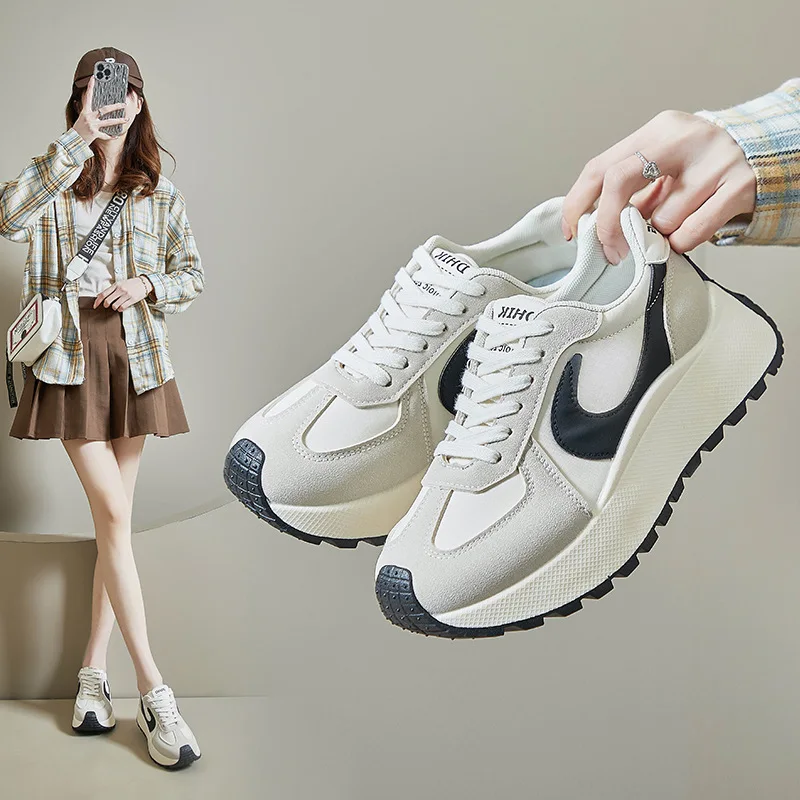 

Весенне-осенние женские спортивные повседневные кроссовки с противоскользящей толстой подошвой, увеличивающие рост, модные туфли для отдыха