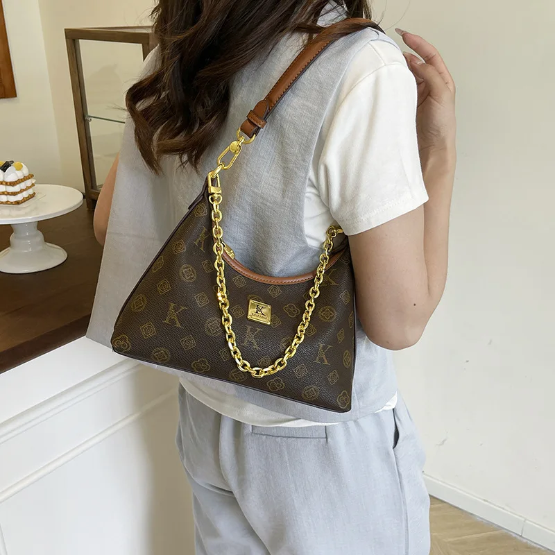 

Женская сумка подмышки с принтом, сумка-тоут с винтажным узором и верхней ручкой, модная сумка через плечо и через плечо для ежедневного использования