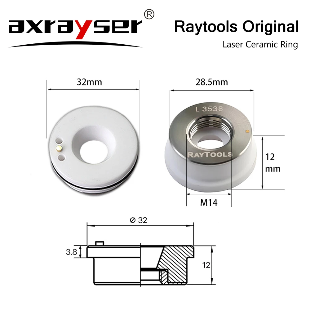 Imagem -02 - Raytools Original Laser Cerâmica Diâmetro 32 mm M14 Anel de Suporte de Bico para Cabeça de Corte de Fibra Bt230 Bt240 Bmh110 114