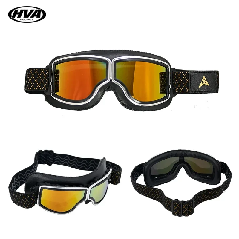 

Motorcycle Glasses Windproof Motorcycle Helmet Glasses Sunglasses Retro Universal Folding Leather Retro Motorcycle Accessories