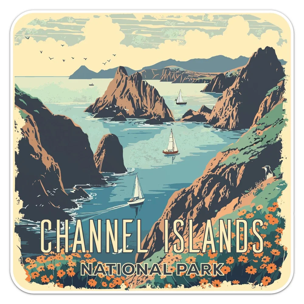 Vintage Channel Islands National Park Vinyl Car Sticker Decorative Decal for Car Window and Travel Bag Travel Theme Decor