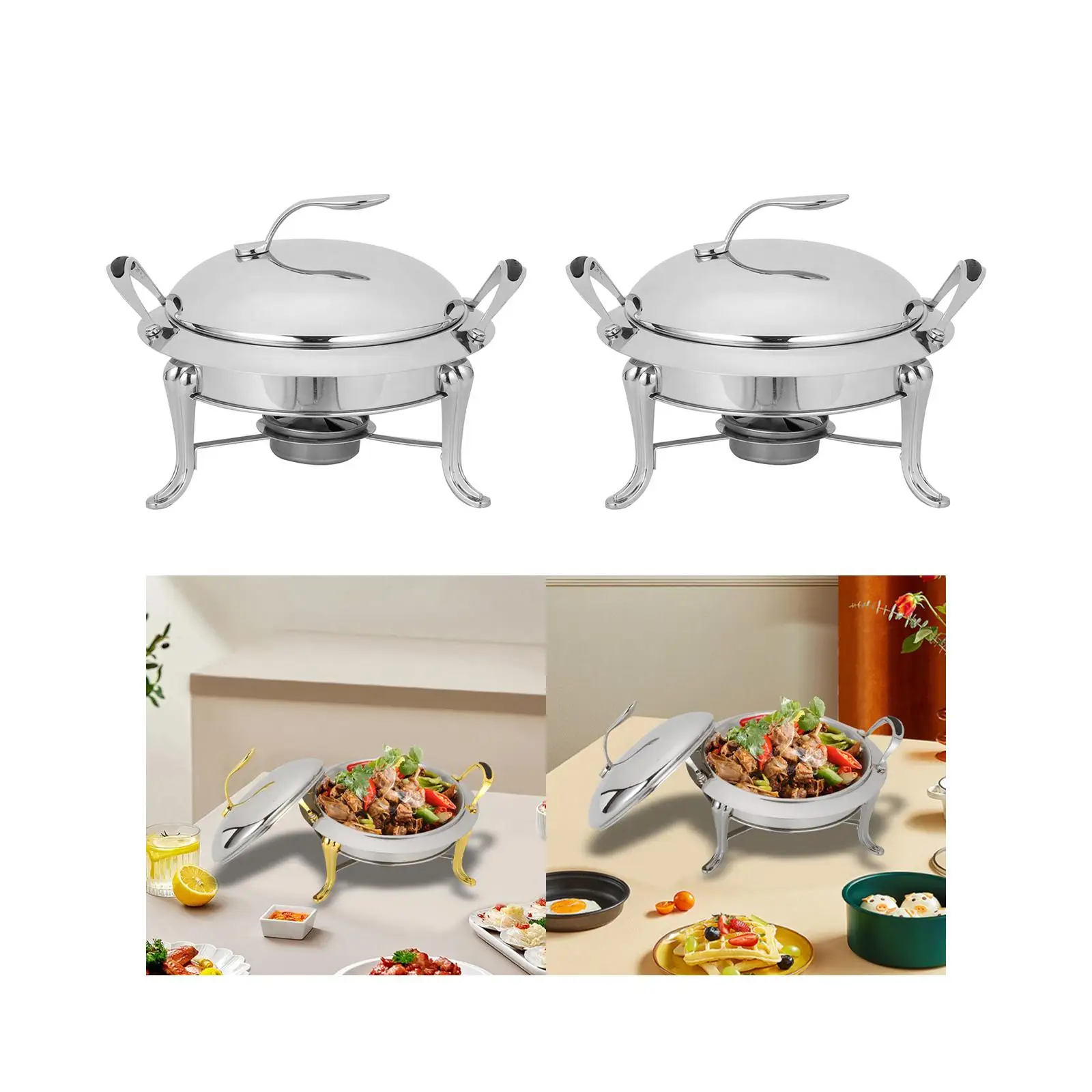 Chafing Dish Buffet Food Warmer Anti Scald Handle Plates Camping Alcohol Stove for Trips Backpacking Outdoor Hotel Barbecue