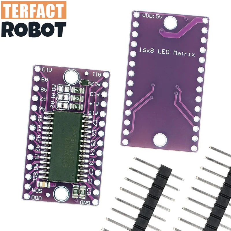 TERFACT 2 قطعة HT16K33 16x8 LED نقطية محرك وحدة التحكم أنبوب رقمي سائق مجلس التنمية