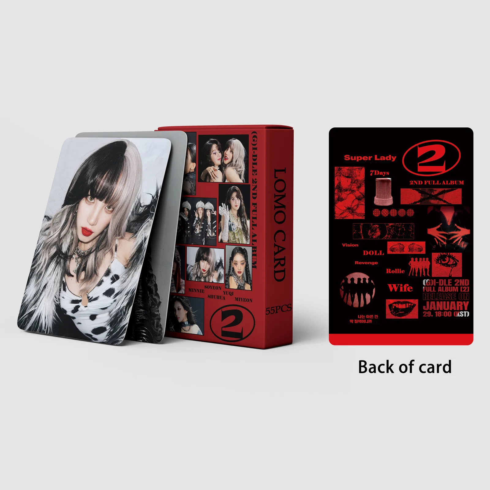 Imagem -05 - Cartões Lomo Impressos em hd Paranovo Álbum Super Lady Photocards Idol Shuhua Minnie Idol Soyeon Miyeon Idol Presente 55 Pcs Conjunto g Fãs