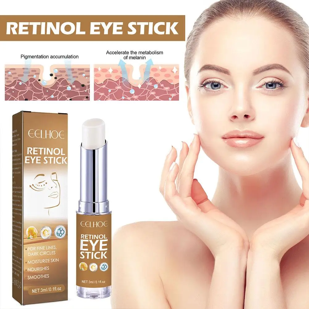 Crema iluminadora de ojos, removedor de Círculos oscuros, hidratante de Retinol, palo de ojos para ojeras e hinchazón, 3ml