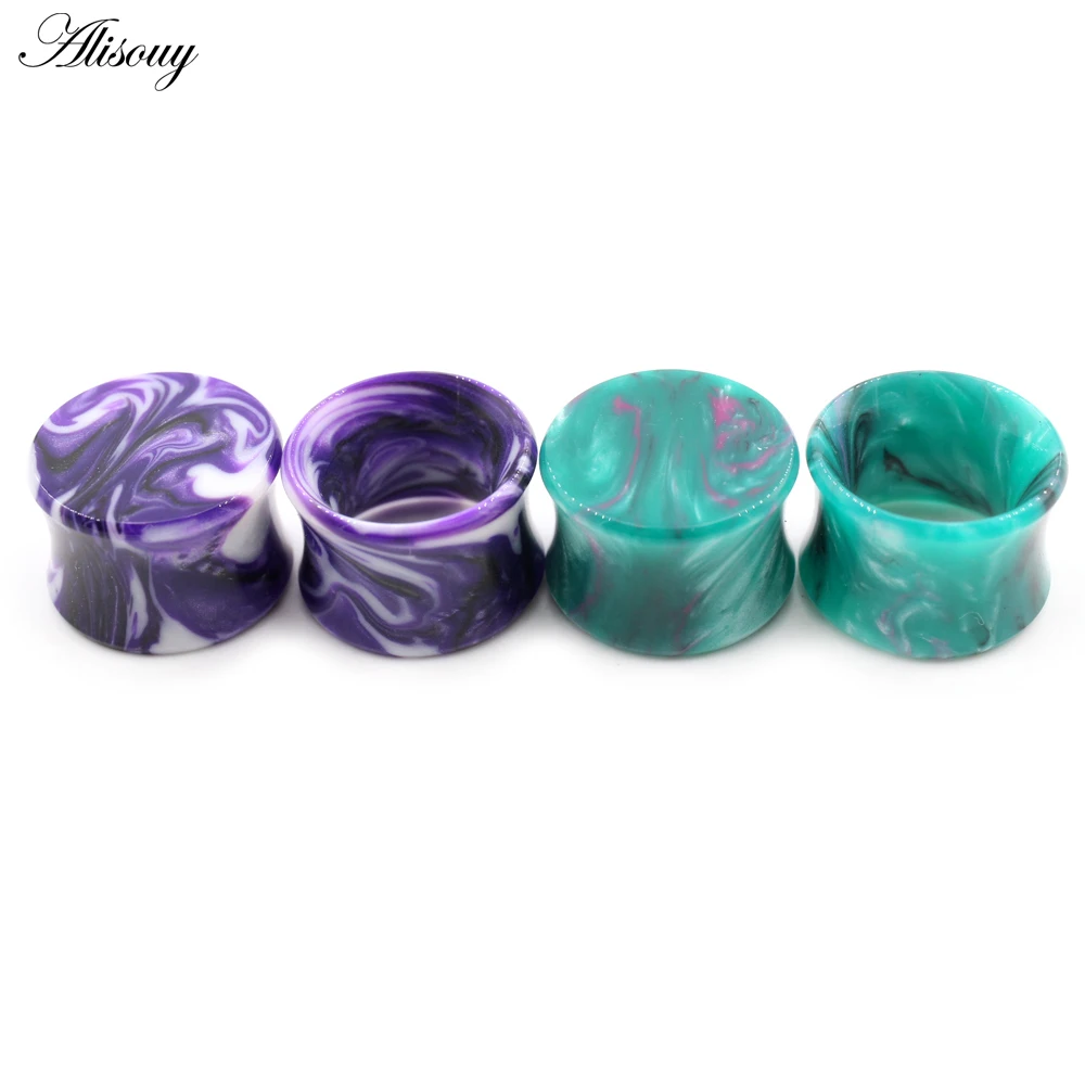 Alisouy 2pcs 6mm-50mm Big Size Fluid Colorful Acrylic Ear Plugs Tunnel Expander Stretcher Piercing Earrings Gauge Body Jewelry