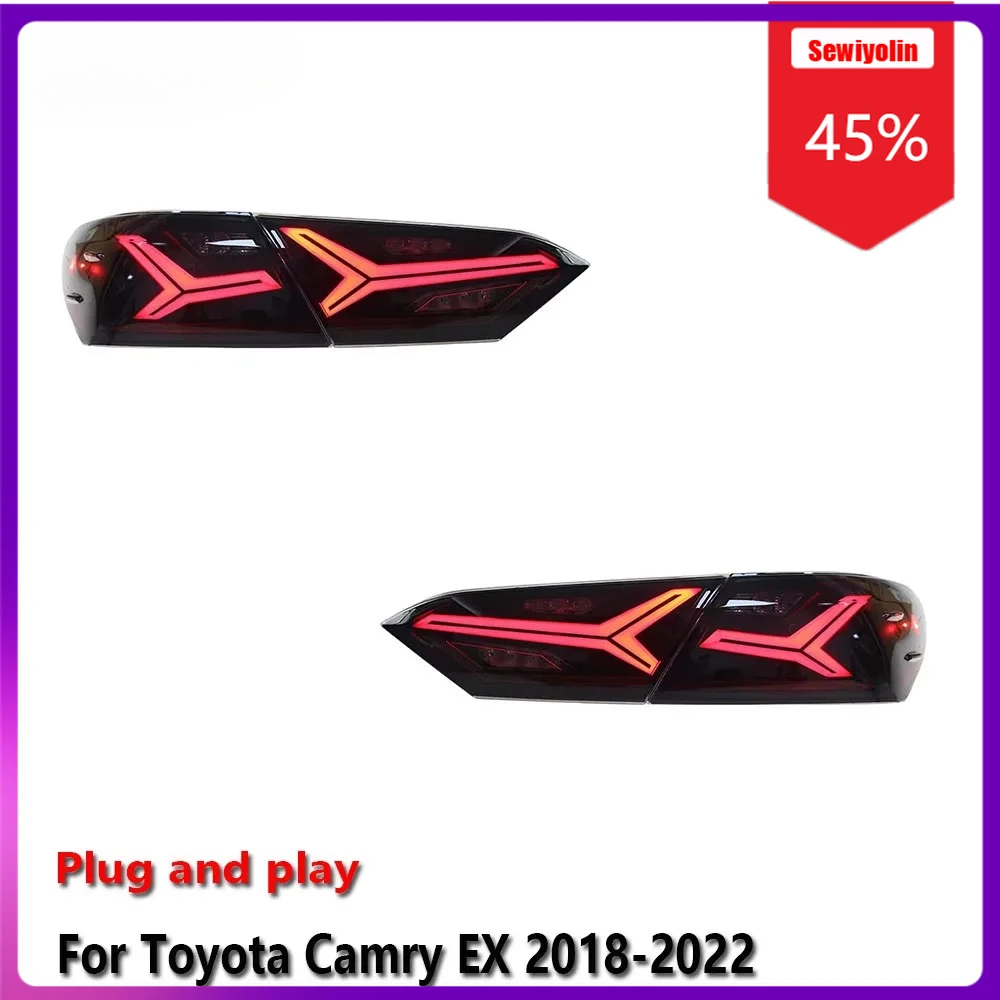 

Sewiyolin Автомобильные светодиодные фонари в сборе для Toyota Camry EX 2018-2022 Автоматические противотуманные фары DRL Тормозной указатель поворота Plug and Play