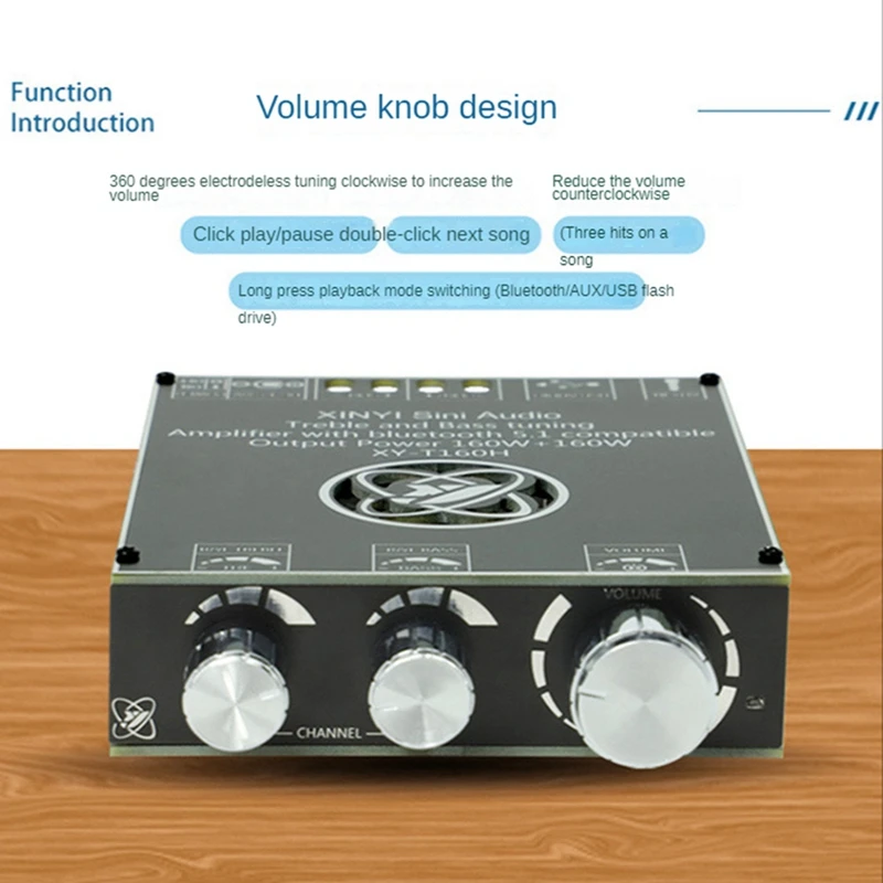 XY-T160H بلوتوث 5.0 مضخم صوت مجلس 2.0 قناة عالية الطاقة الصوت ستيريو TDA7498E مكبر للصوت مجلس 160 واط + 160 واط