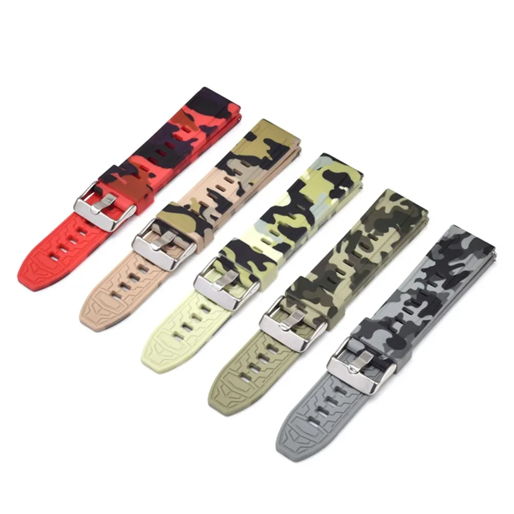 18mm 20mm 22mm 24mm Camouflage Silicone Strap Quick Release Waterproof Sport Watch Band Bracelet for Huawei Samsung Galaxy