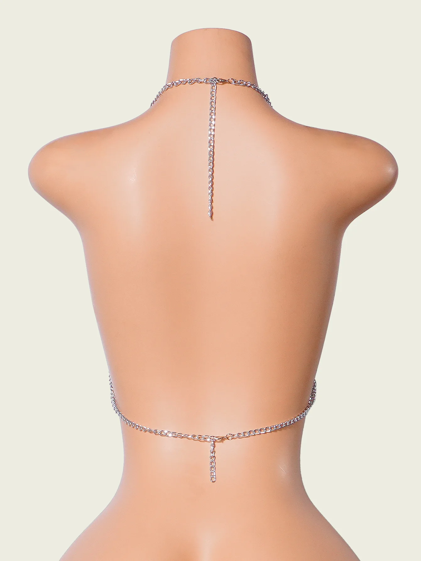 Handmade Sexy Hollow Gemstone Neck Hanging Chain, Shiny Transparent Bead Top, Hawaiian Vacation Beach Chest Accessory