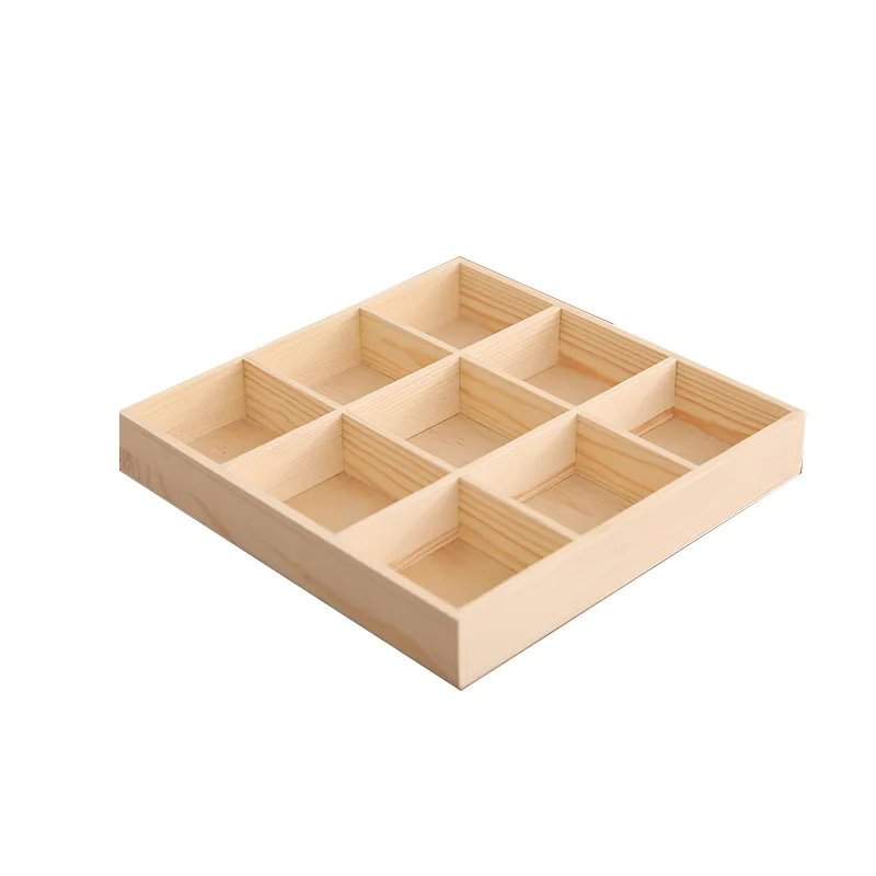 Grid Wooden Desktop Organizer Box Divided Display Tray for Jewelry Cosmetic Tools Small Accessories Daily Sundries Storage