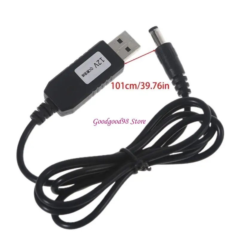 QC3.0 USB to 12V 18W 5.5x2.5mm Step Up Line Converter Cable for WiFi Router 1m 
