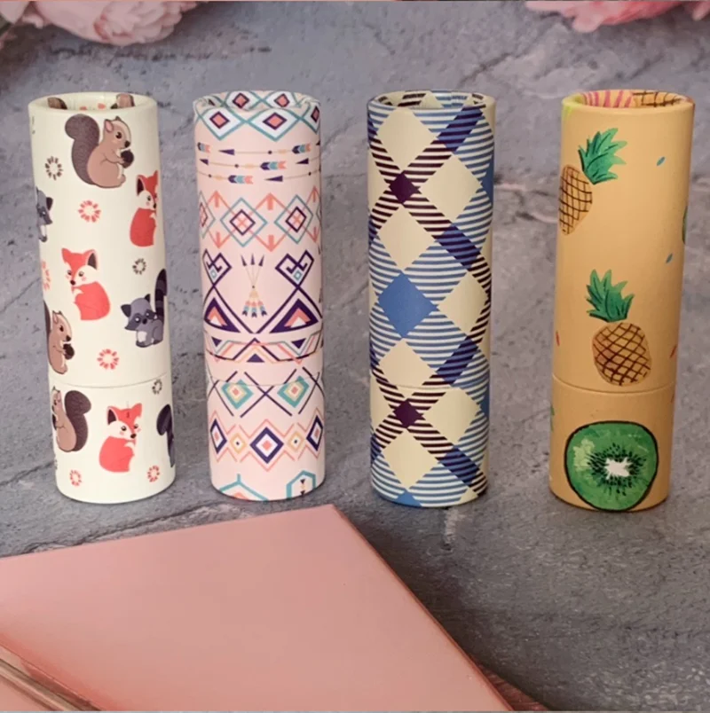 Wholesale 12.1mm Cartoon Paper Lipstick Tube Baby Lip Balm Container Empty Paper Lipstick Shell Lip Cosmetics Makeup Tool