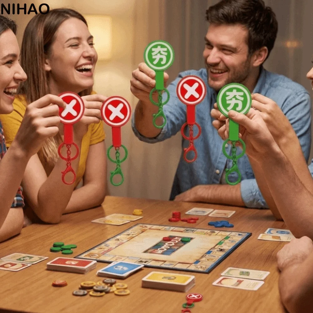 Handheld Judgement Board Keyring New Trendy Cartoon Interactive Board Right or Wrong Red Green Both Side Voting Paddles