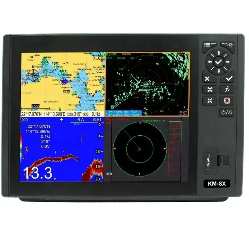 12 Inch KM-12X Marine GPS Chart Plotter Class B AIS Transponder Fish Finder & Radar Function 5-in-1 Navigation System for Boats