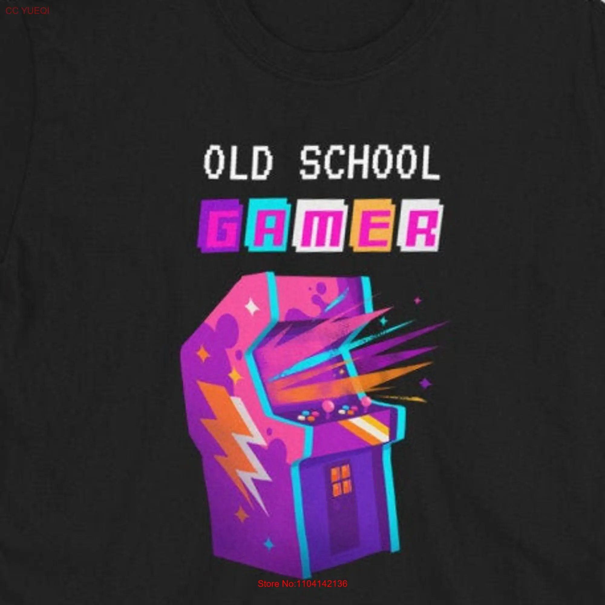 Old School Gamer T Shirt Video Gaming Game Machine Retro Arcade for long or short sleeves