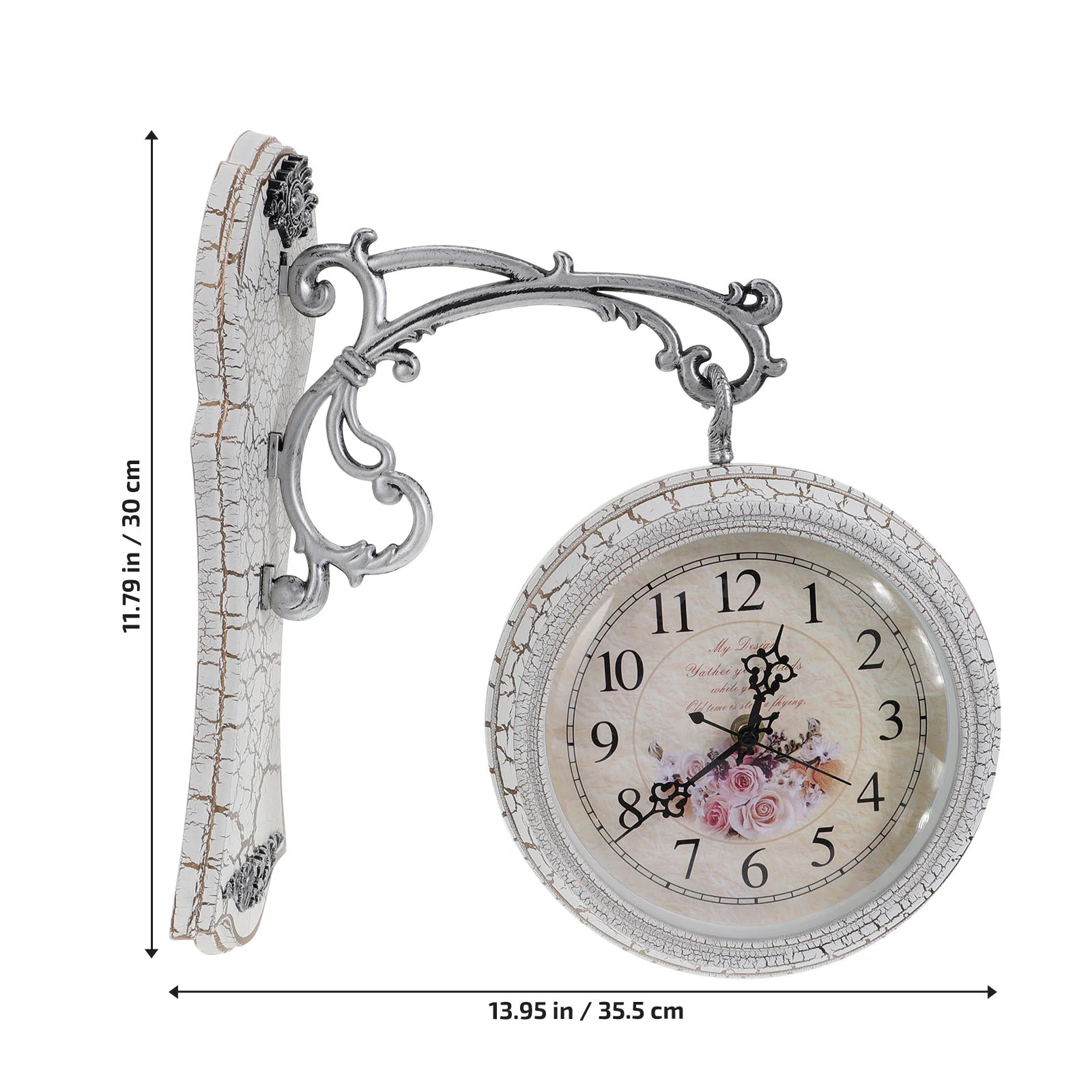 Double Sided Wall Clock Decor Home Decorative Hanging Decorate Household Iron Abs