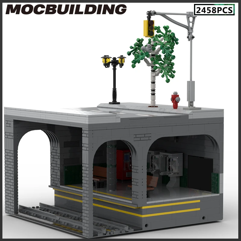 MOC Building Blocks Underground Metro Station Modular Model City Architecture Landscape DIY Bricks Assemble Toy Christmas Gift