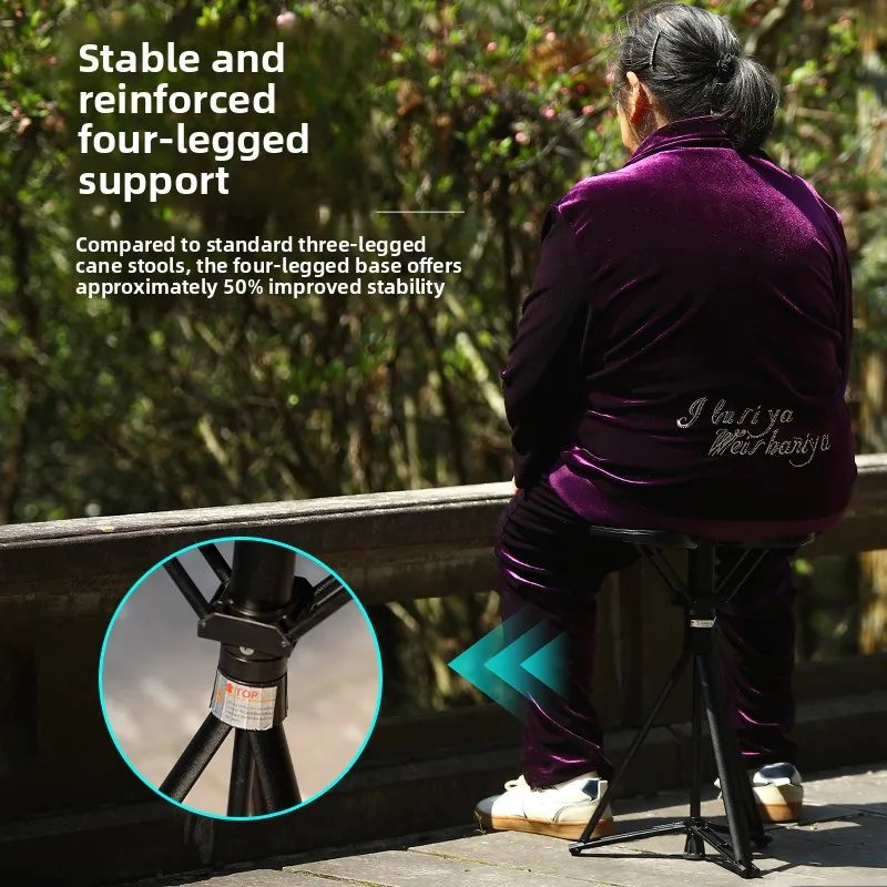 Aluminum Walking Stick Chair, 440LBS 3-in-1 Trekking Pole with Seat, Anti-Slip Hiking Staff for Outdoor Walking Stick with Seat