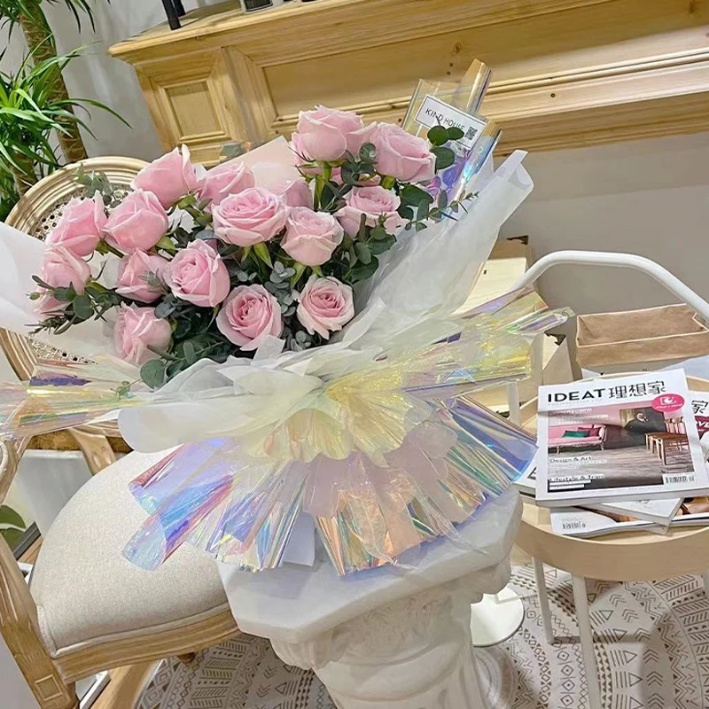 Iridescent Wrapping 20pcs/pack fashionable floral gifts bouquet materials colorful Holographic film art flower paper