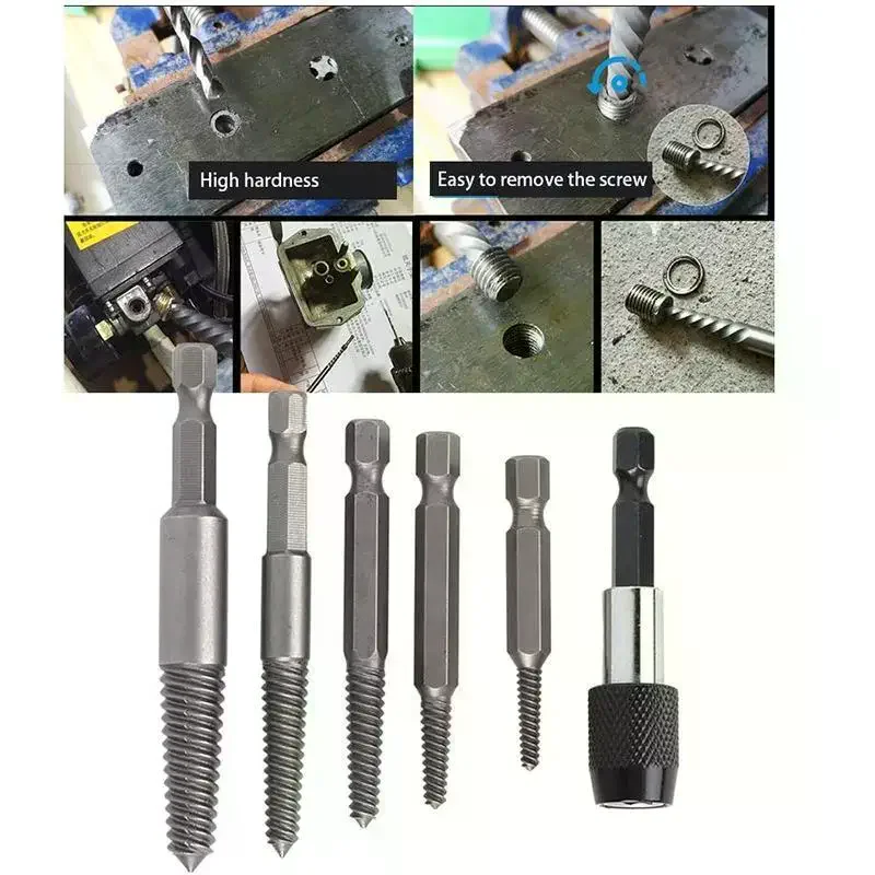 5/6Pcs Set Broken Bolt Extractor Set Electric Screw Remover With Center Drill Bits For Easy Thread Removal Tool Set