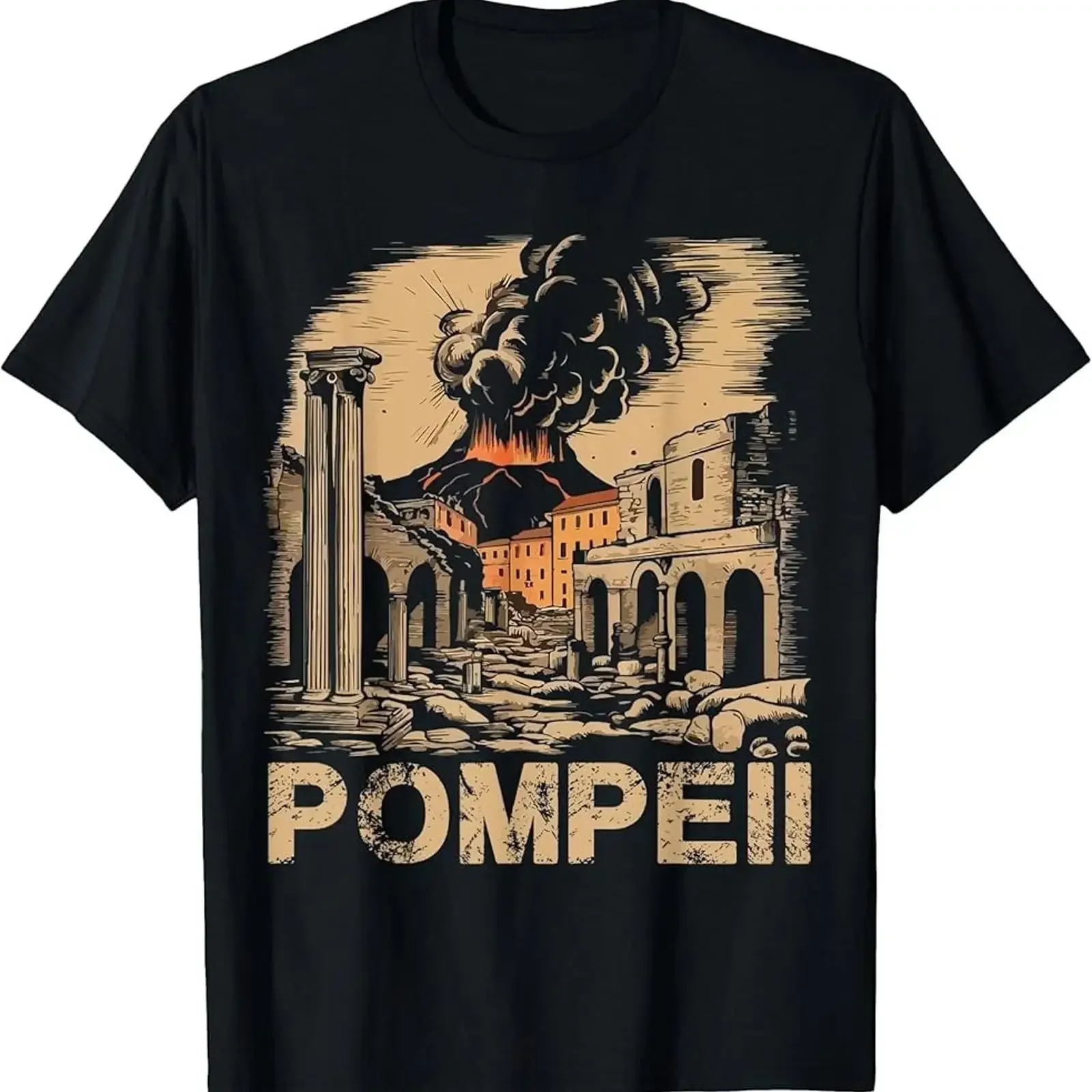Roman Empire Pompeii Costume Volcano Souvenir Italy T Shirt vintage Washed Comfortable Stretched Breathable Slightly homme