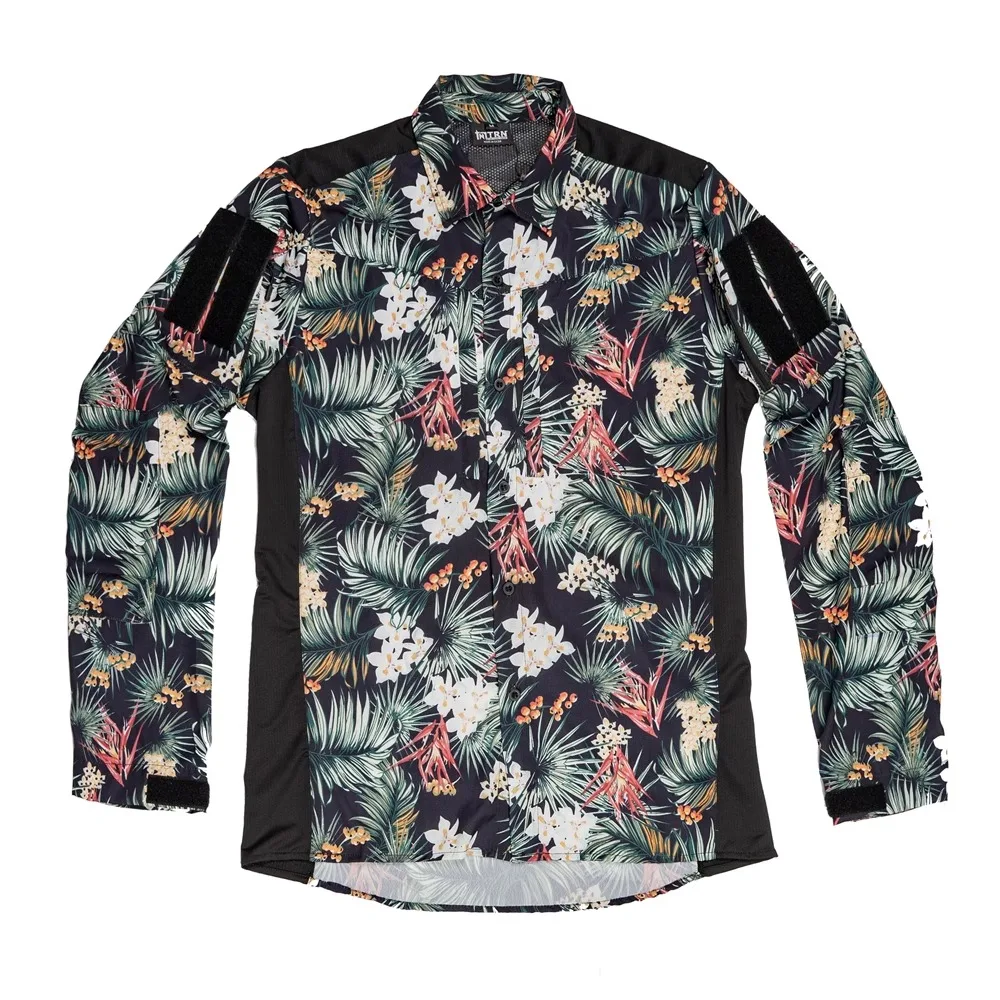 

Black Gray Industrial Tactical Commuting Hawaiian Flower Shirt Thin, Breathable Beach Vacation Style
