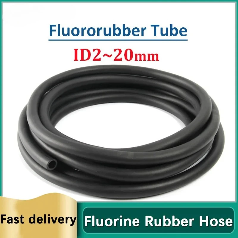 ID2mm~16mm Fluorine Rubber Hose FKM Tube Viton Tubing FPM Pipe Acid-base Heat Petrol Diesel Oil Resistant Fluororubber Line Hose