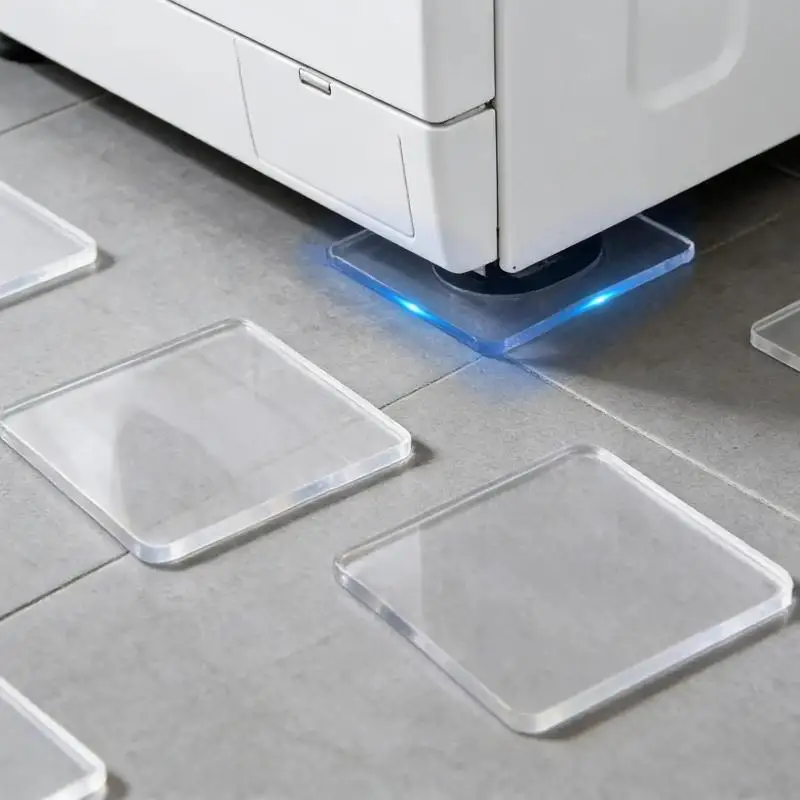 4pcs Set Washing Machine Anti Vibration Pads Transparent Shock Absorbing Non Slip Mat Protects Floor Home Laundry Apartment