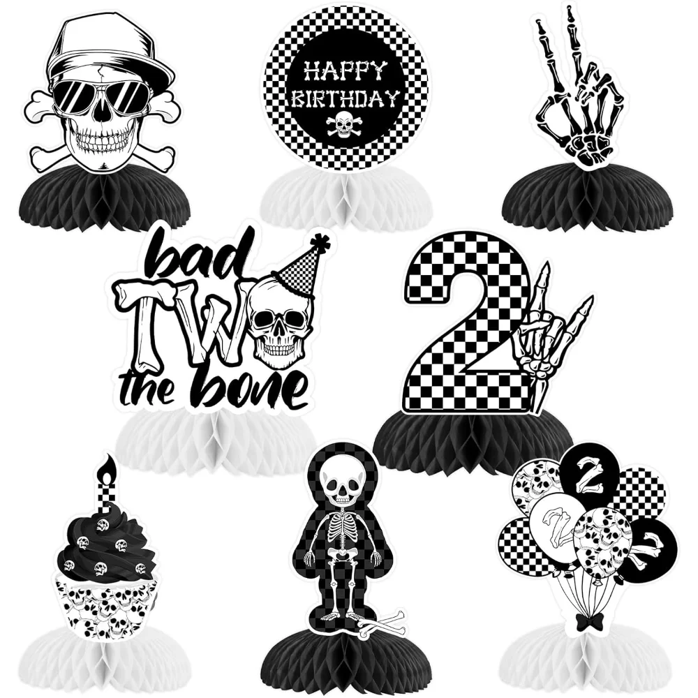 

BAD TWO THE BONE Birthday Decorations Bad Two The Bone Honeycomb Centerpiece Rock and Roll 2nd Birthday Paper Party Decorations