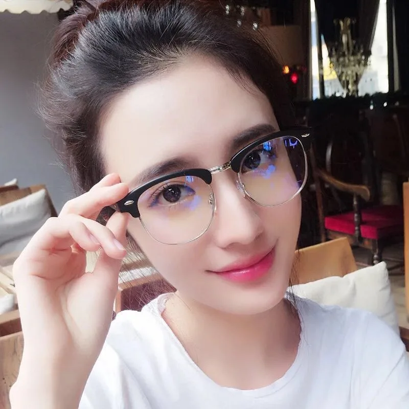 Metal Frame Anti-Blue Light Radiation Protective Glasses Female Students Removable Lenses image 2
