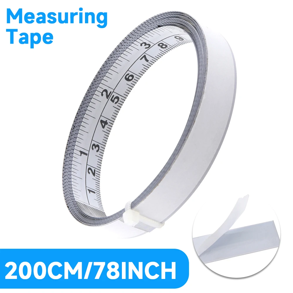 

200cm Self-Adhesive Measuring Tape Steel Workbench Ruler mm inch Left Right Reading Tool for Work Woodworking Saw Drafting Table