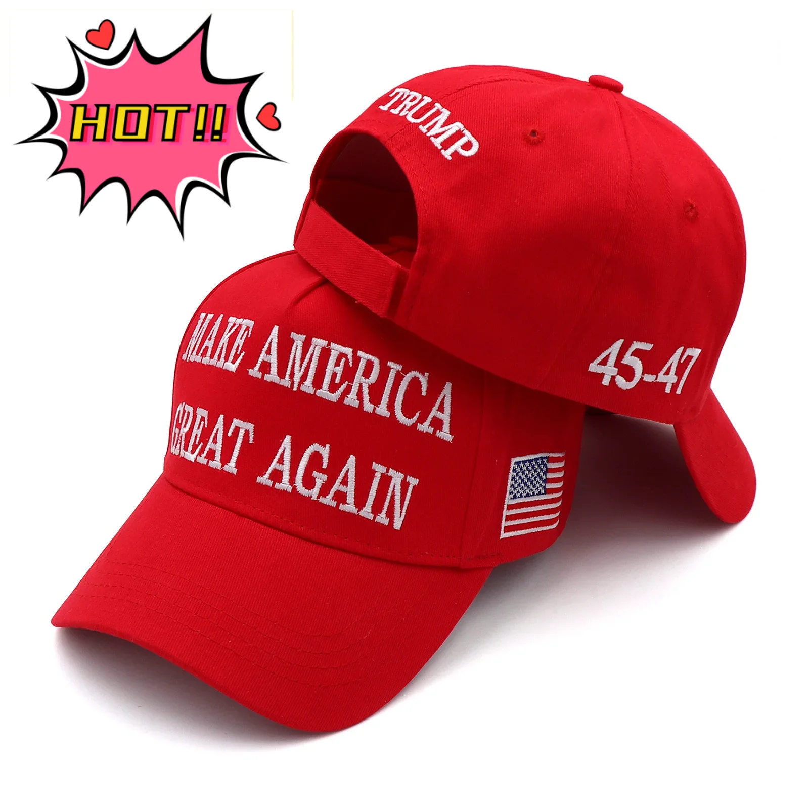 Trump 2025-hoed MAGA-hoed Maak Amerika weer geweldig Donald Trump-slogan met verstelbare baseballpet met Amerikaanse vlagborduurwerk