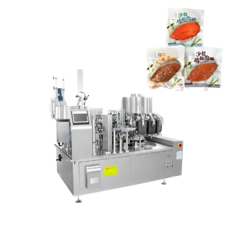 High-Speed Rotary Automatic Vacuum Pouch Packing Machine Mechanical Driven PLC Controlled for Food & Chemical Applications